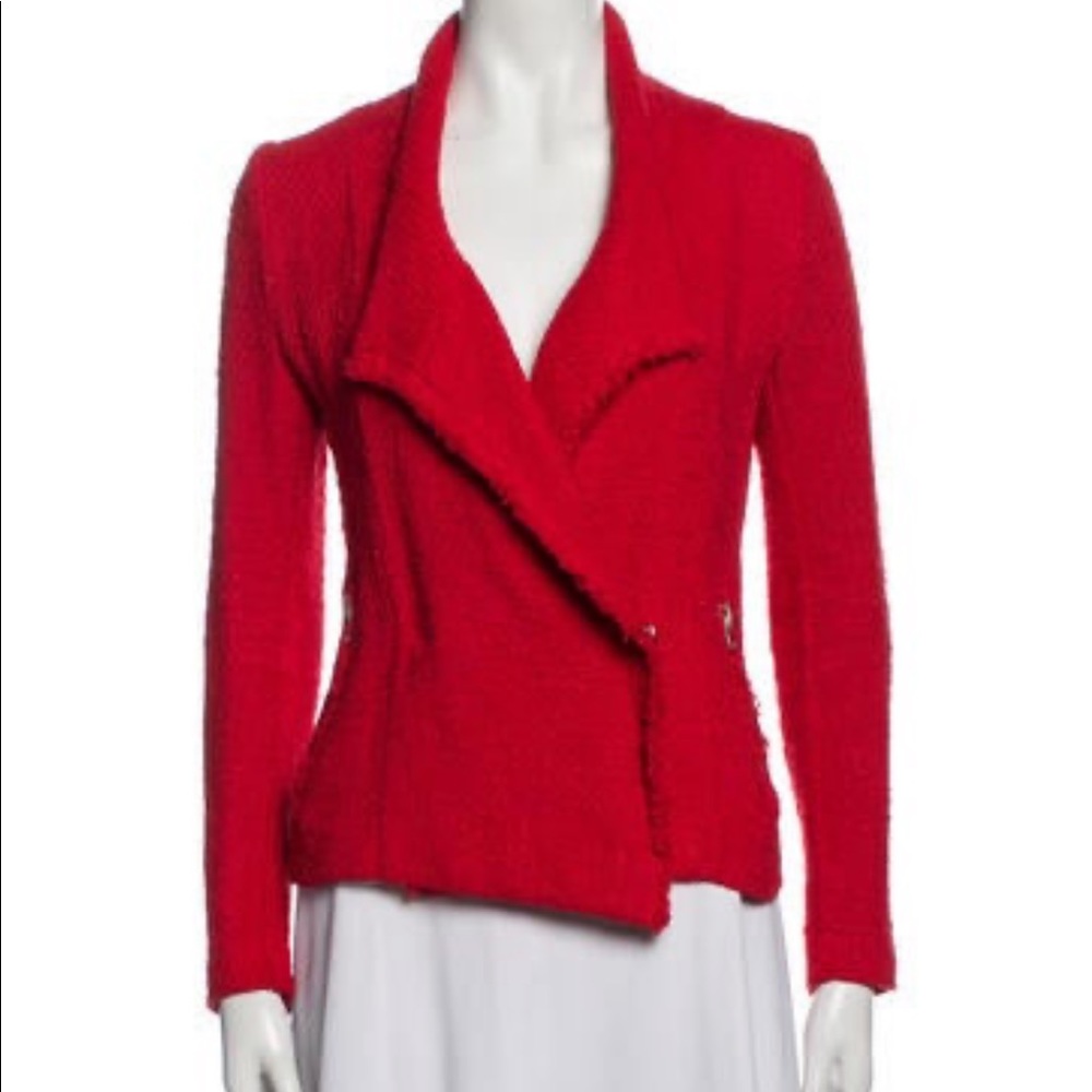 IRO red moto cotton jacket with silver buttons